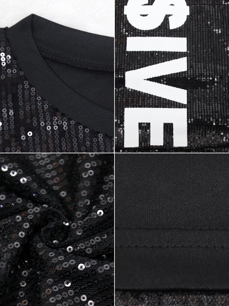 Minivestidos de malla con lentejuelas y estampado de letras 