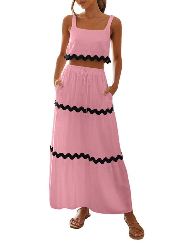 Two Piece Strap Top Long Skirt Set