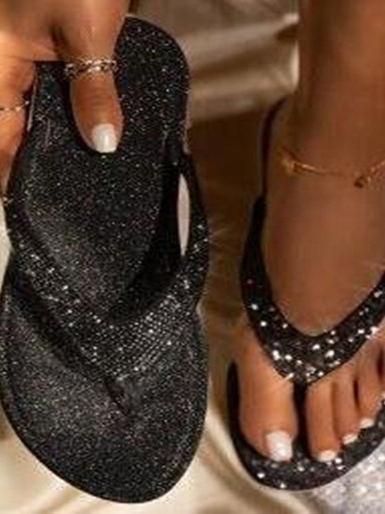 Rhinestone Toe-Ring Beach Slide