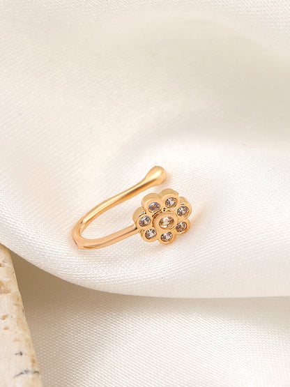 Brazalete para nariz en forma de U de metal con flores 