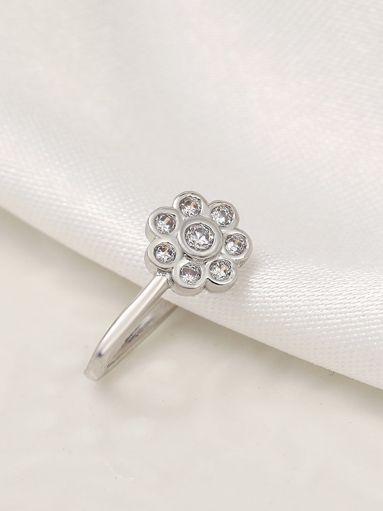 Brazalete para nariz en forma de U de metal con flores 