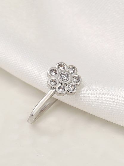 Brazalete para nariz en forma de U de metal con flores 