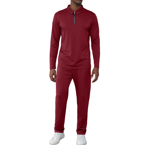 Mens Two Pieces Quarter Zip Athletic Suit Sets