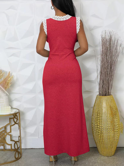 Lace Sleeveless Printed Dress