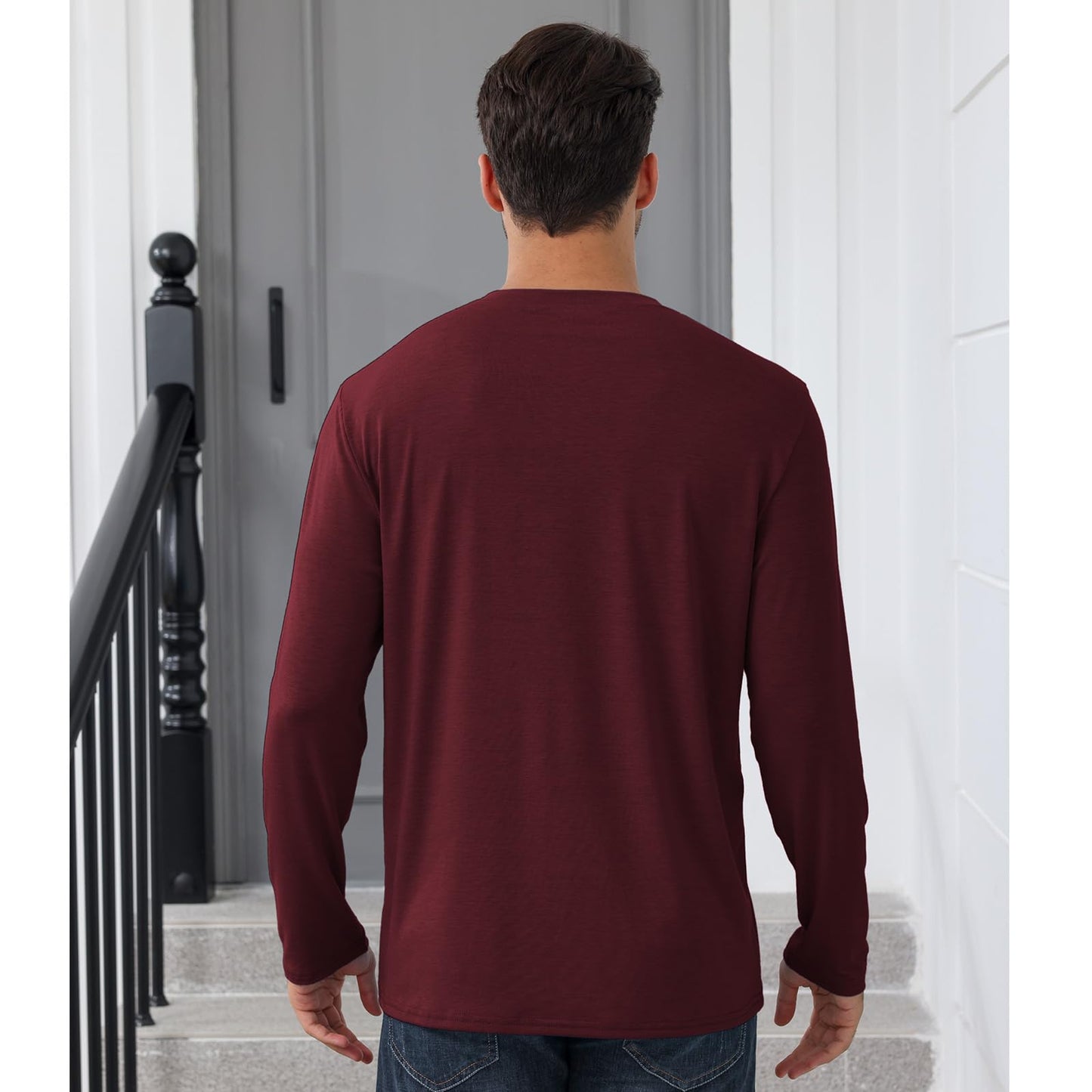 Mens Long Sleeve Soild Button Top