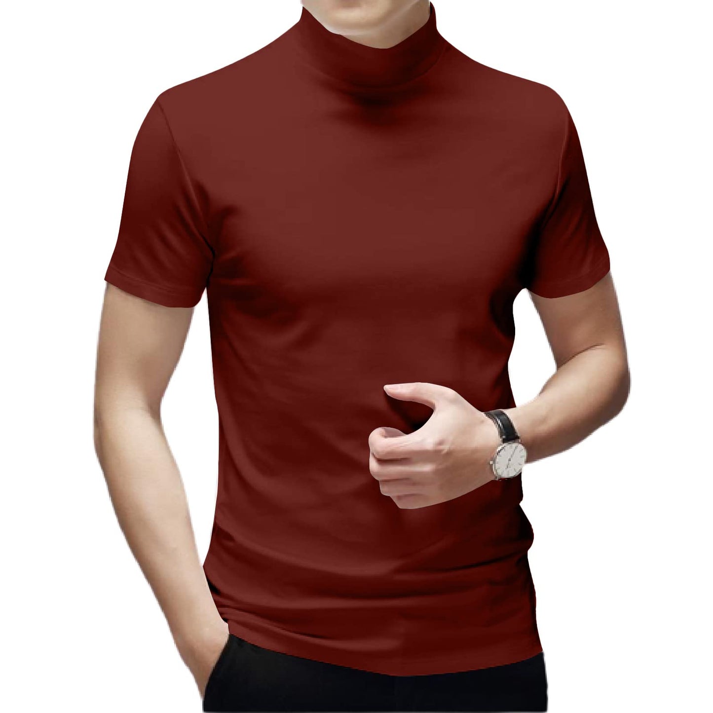 Mens Short Sleeve Turtleneck Tops