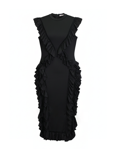 Ruffle Solid Color Midi Dress