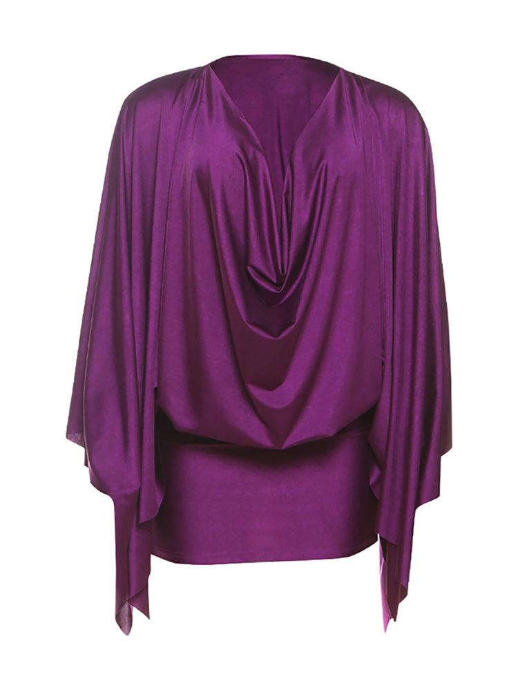 Draped Batwing Mini Dress