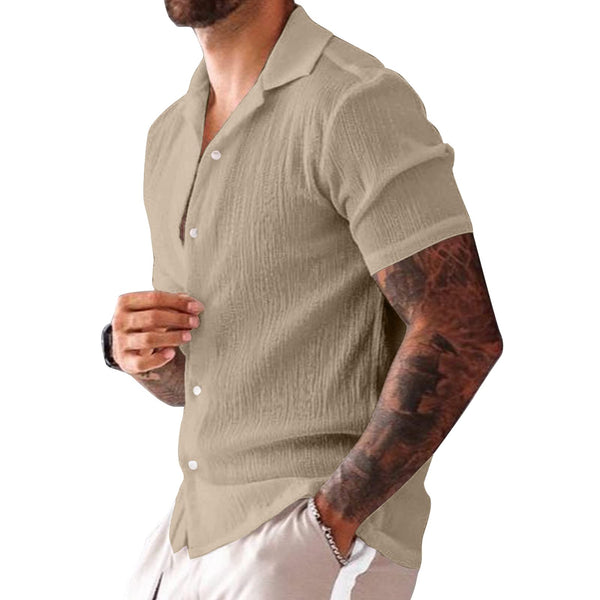 Camisas de manga corta de algodón y lino para hombre