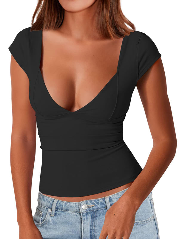 V Neck Backless Crop Tank Top