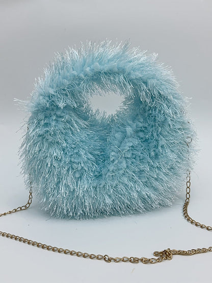 Candy Color Fluffy Fringe Mini Handbag