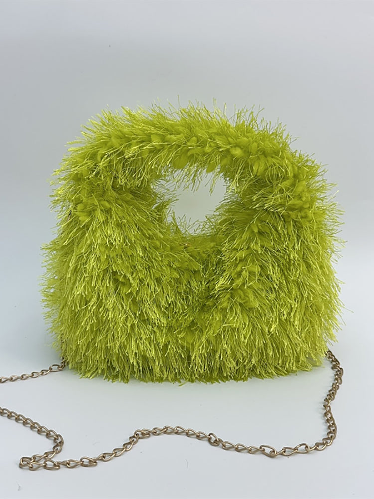 Candy Color Fluffy Fringe Mini Handbag