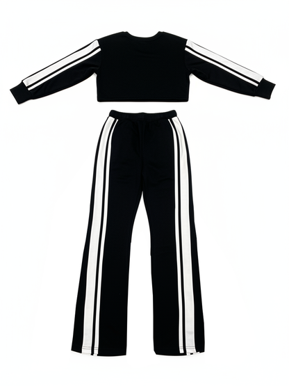 Two Pieces Striped Hoodie Pants Set