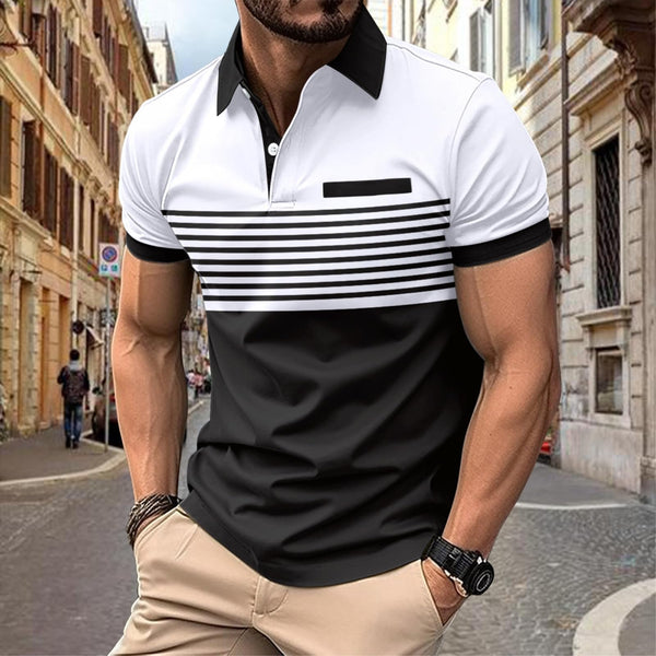 Mens Color Block Striped Polo Shirts