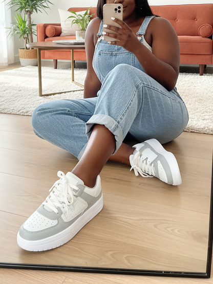 Colorblock Platform Lace-Up Sneakers