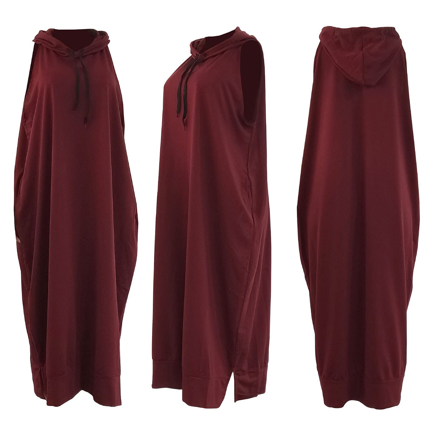 Vestido midi sin mangas con capucha y bolsillo