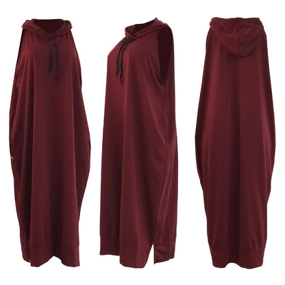 Vestido midi sin mangas con capucha y bolsillo