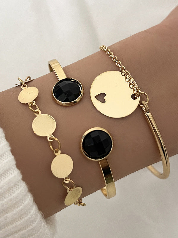 Conjunto de pulsera de cadena multicapa de tres piezas 