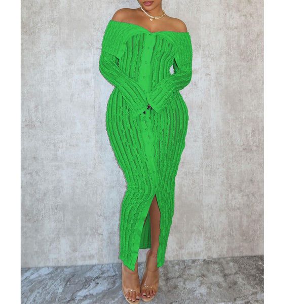 Off Shoulder Bodycon Long Sleeve Dress