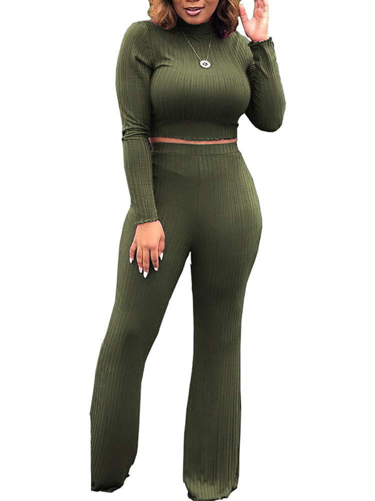 Conjunto de suéter de punto con cuello alto