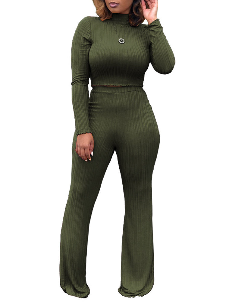 Conjunto de suéter de punto con cuello alto