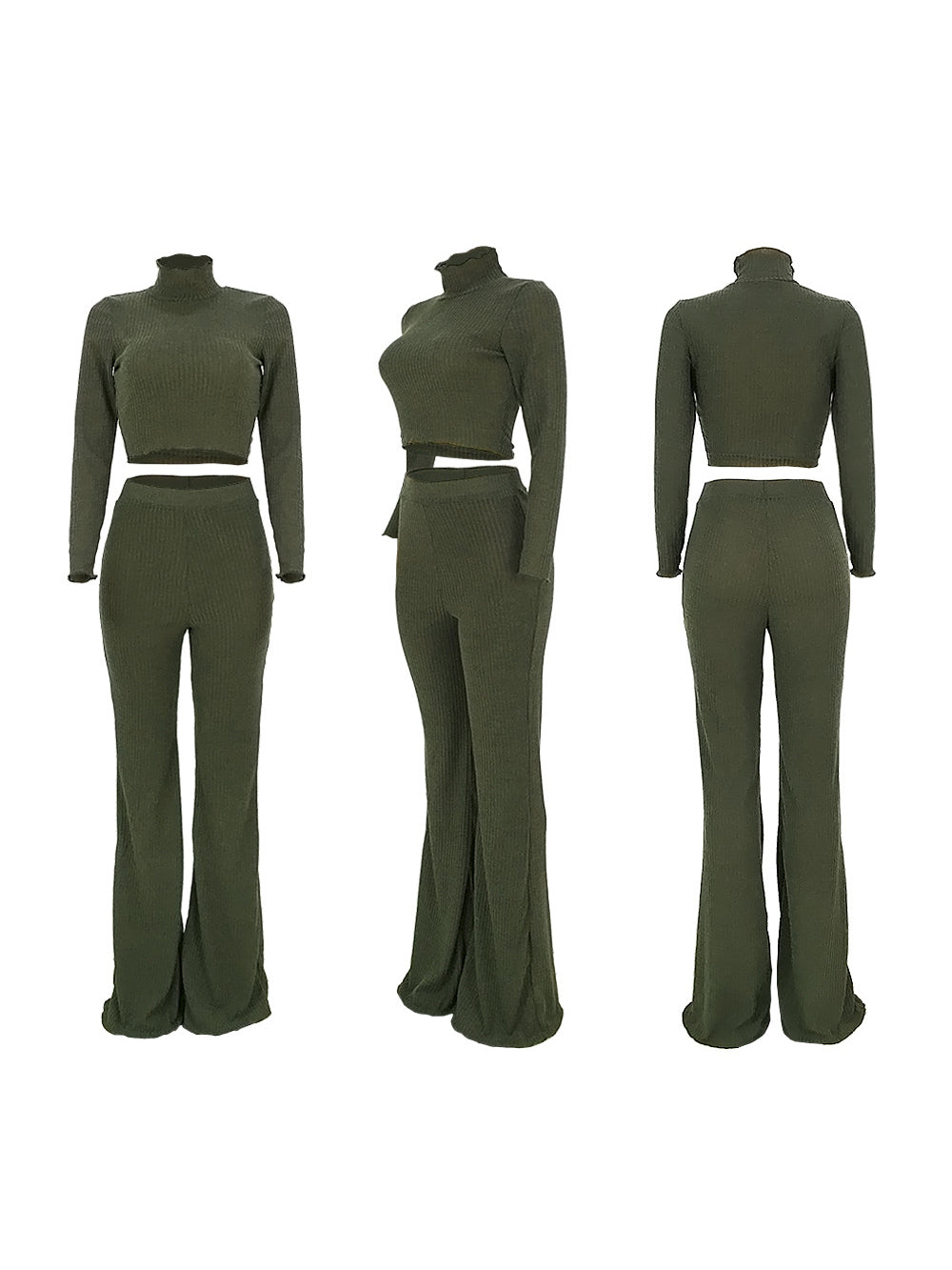 Conjunto de suéter de punto con cuello alto