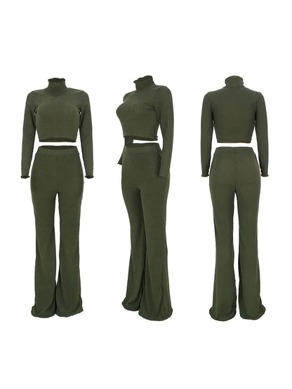 Conjunto de suéter de punto con cuello alto