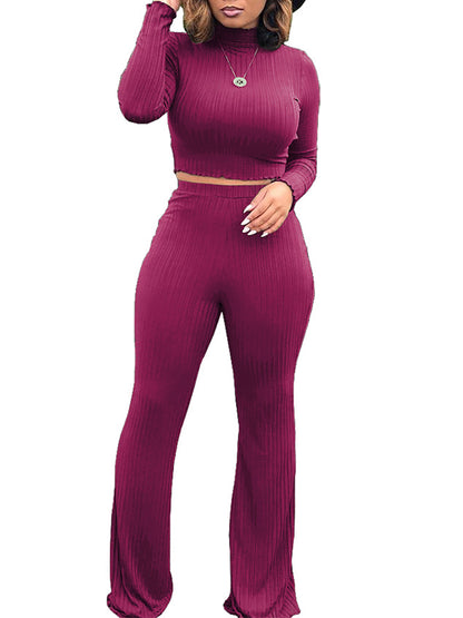 Conjunto de suéter de punto con cuello alto