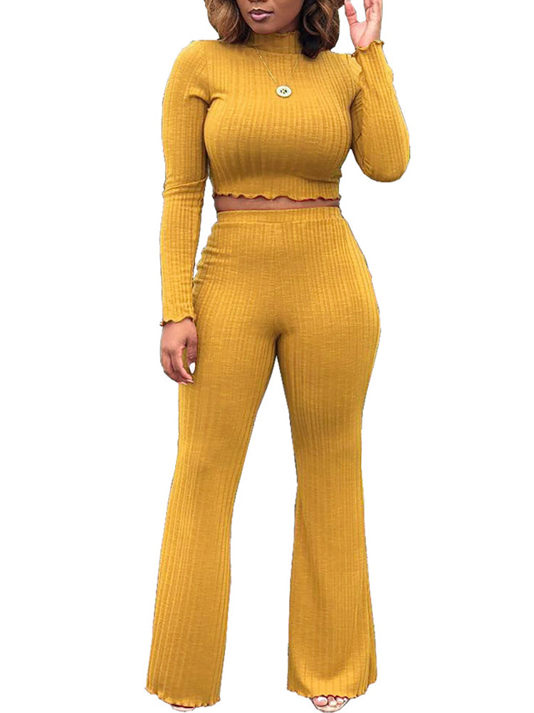 Conjunto de suéter de punto con cuello alto