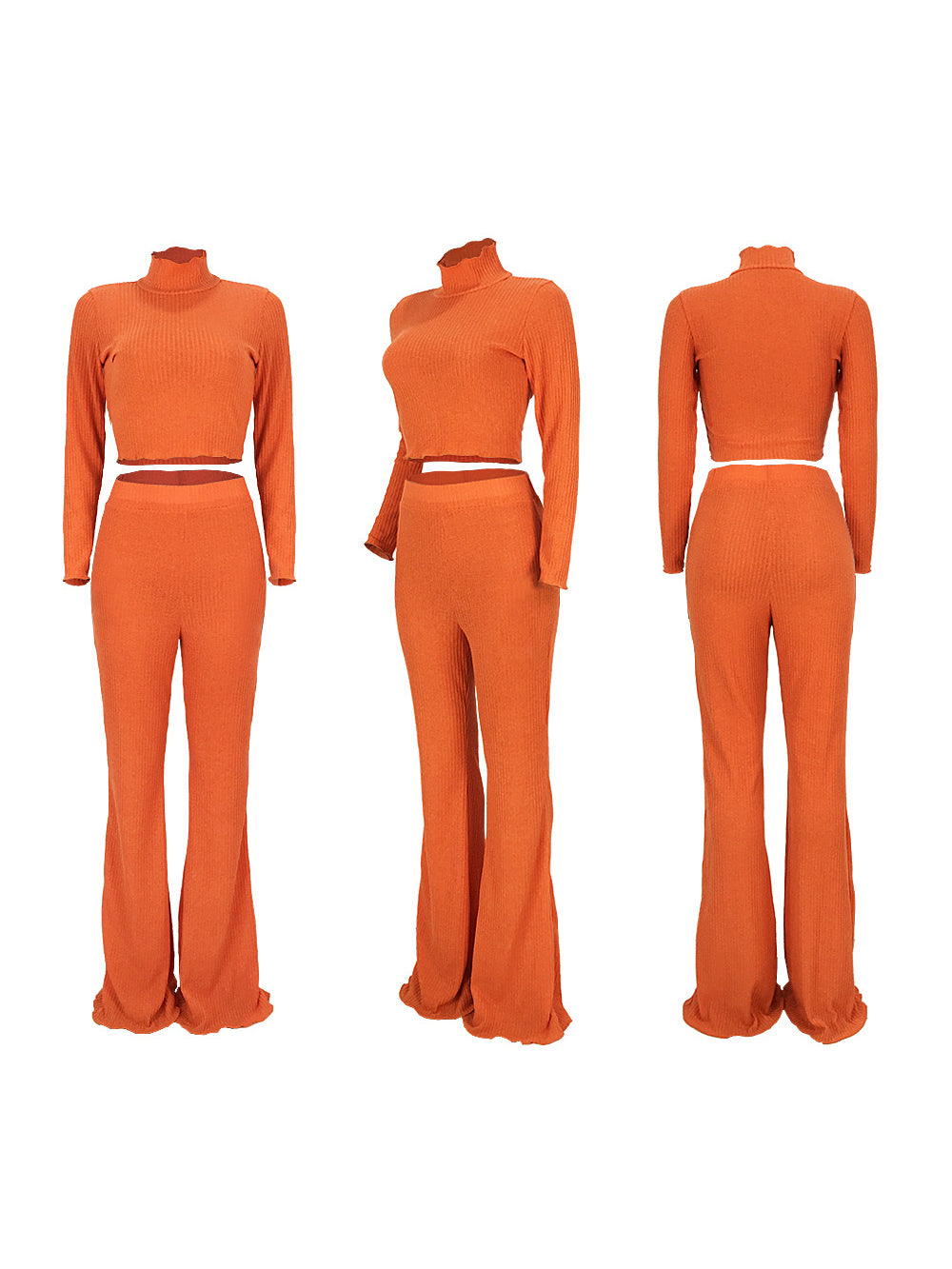 Conjunto de suéter de punto con cuello alto