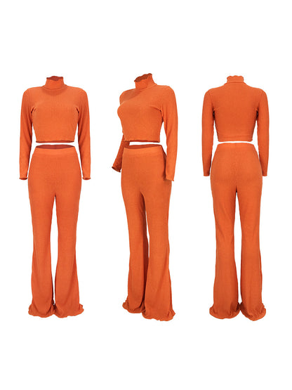 Conjunto de suéter de punto con cuello alto