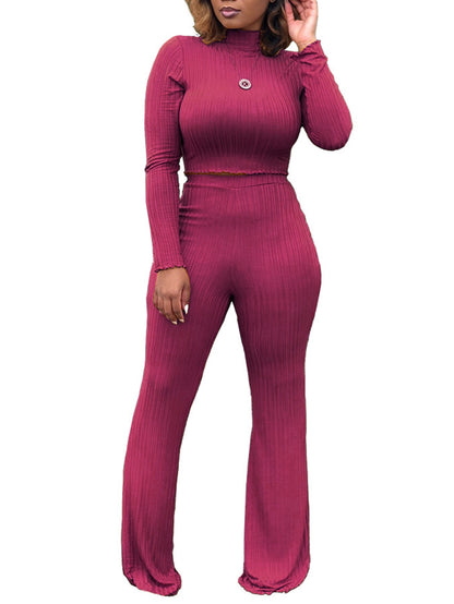 Conjunto de suéter de punto con cuello alto