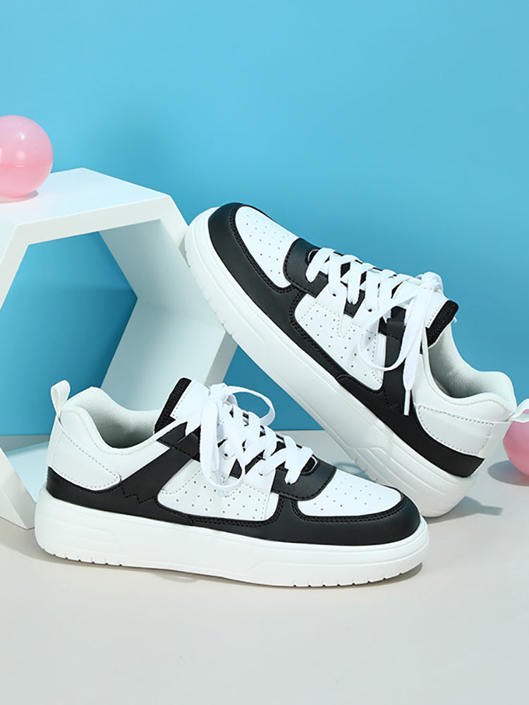 Colorblock Platform Lace-Up Sneakers