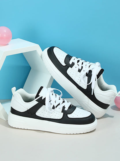 Colorblock Platform Lace-Up Sneakers