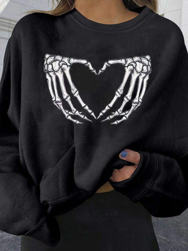 Halloween Skeleton Paw Print Oversized Sweatshirt