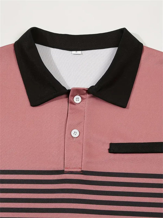 Mens Color Block Striped Polo Shirts