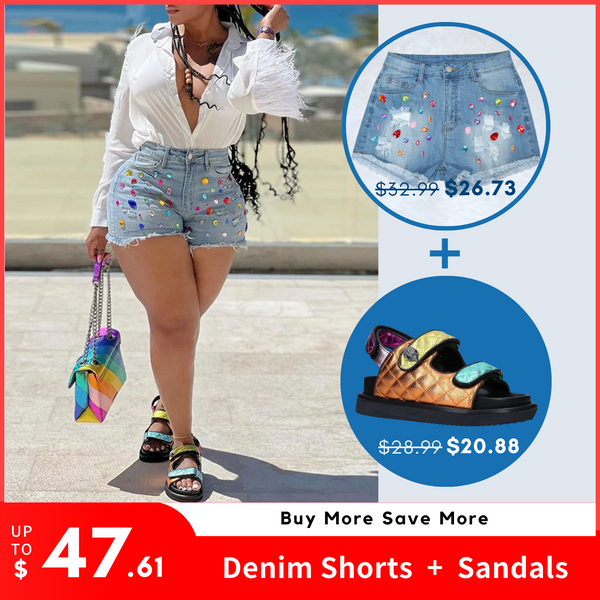 Dazzling Denim Shorts Sandal Bundle