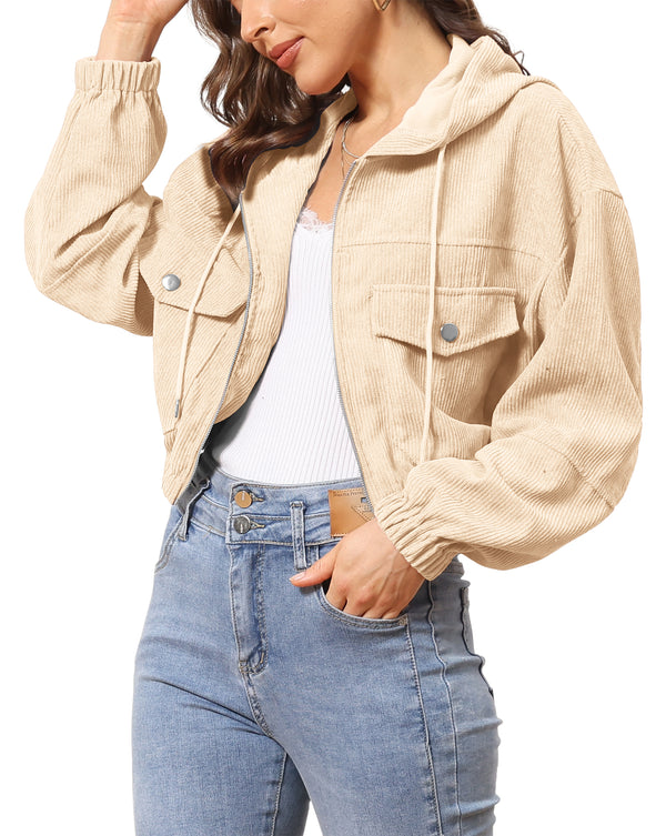 Corduroy Long Sleeve Crop Jacket