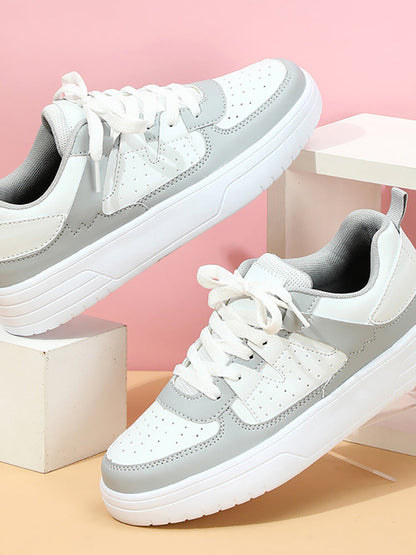 Colorblock Platform Lace-Up Sneakers