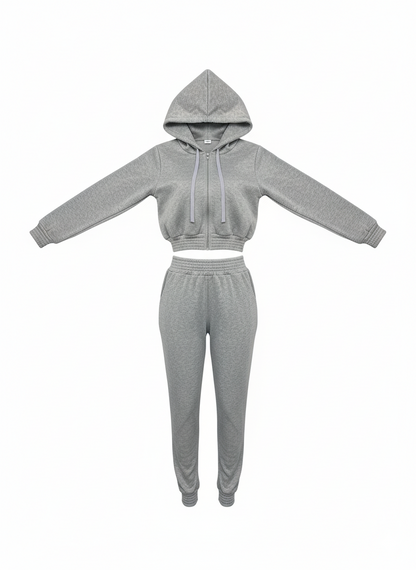 Two Piece Fleece Lined Hoodie Sweatshirt Pants Set