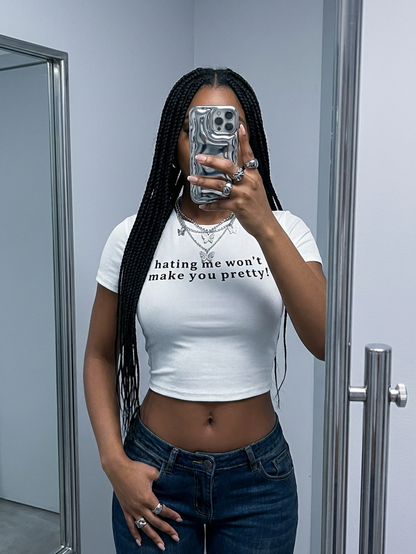Y2K Letter Print Crop Top Tee