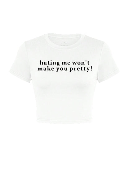 Y2K Letter Print Crop Top Tee