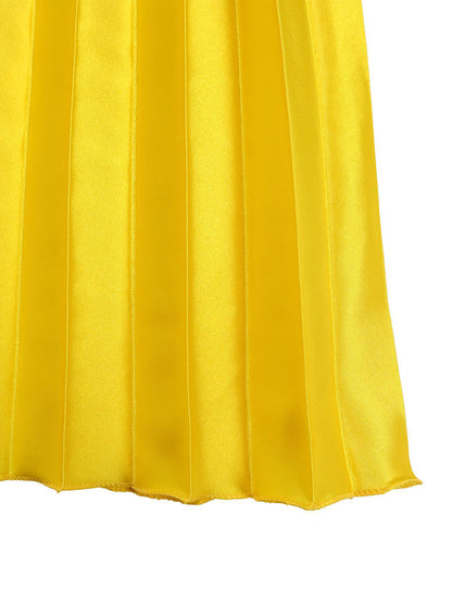 Solid Color Loose Strap Beach Pleated Dress