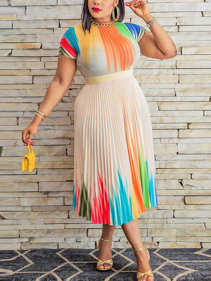 Trajes falda plisada con estampado floral de manga corta