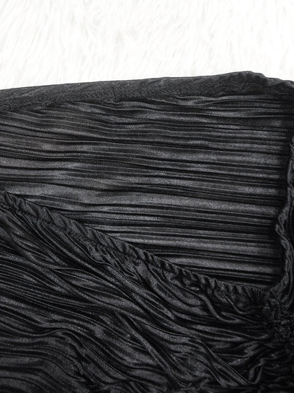 Ruffle Hem Top Ruched Slit Skirt Set