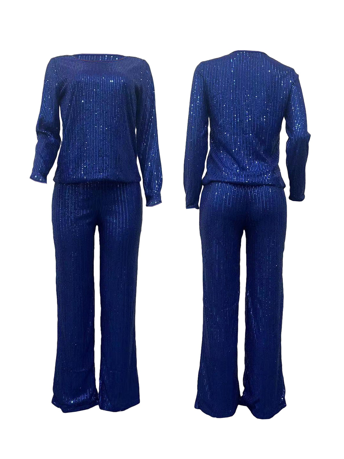 Conjunto de manga larga con lentejuelas de color liso