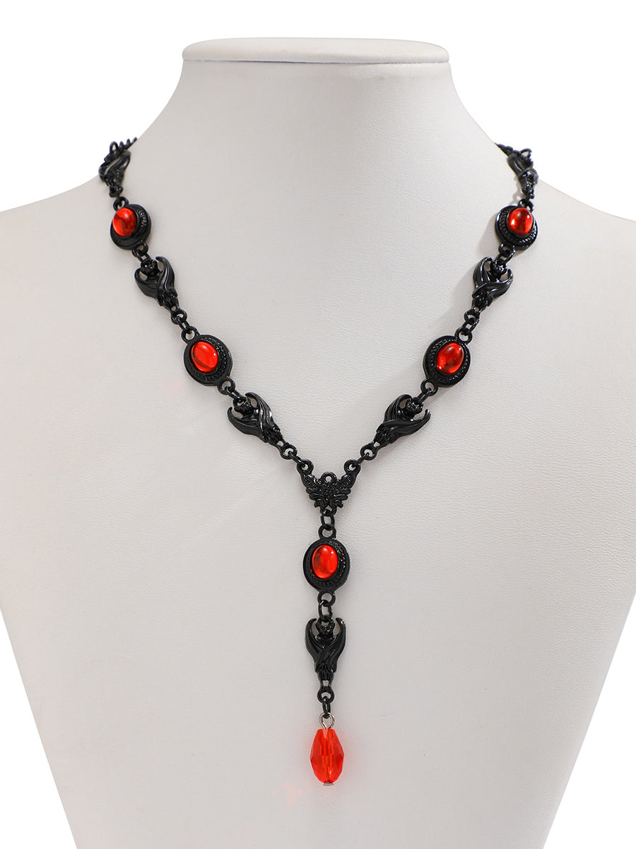 Halloween Gothic Devil Gemstone Necklace