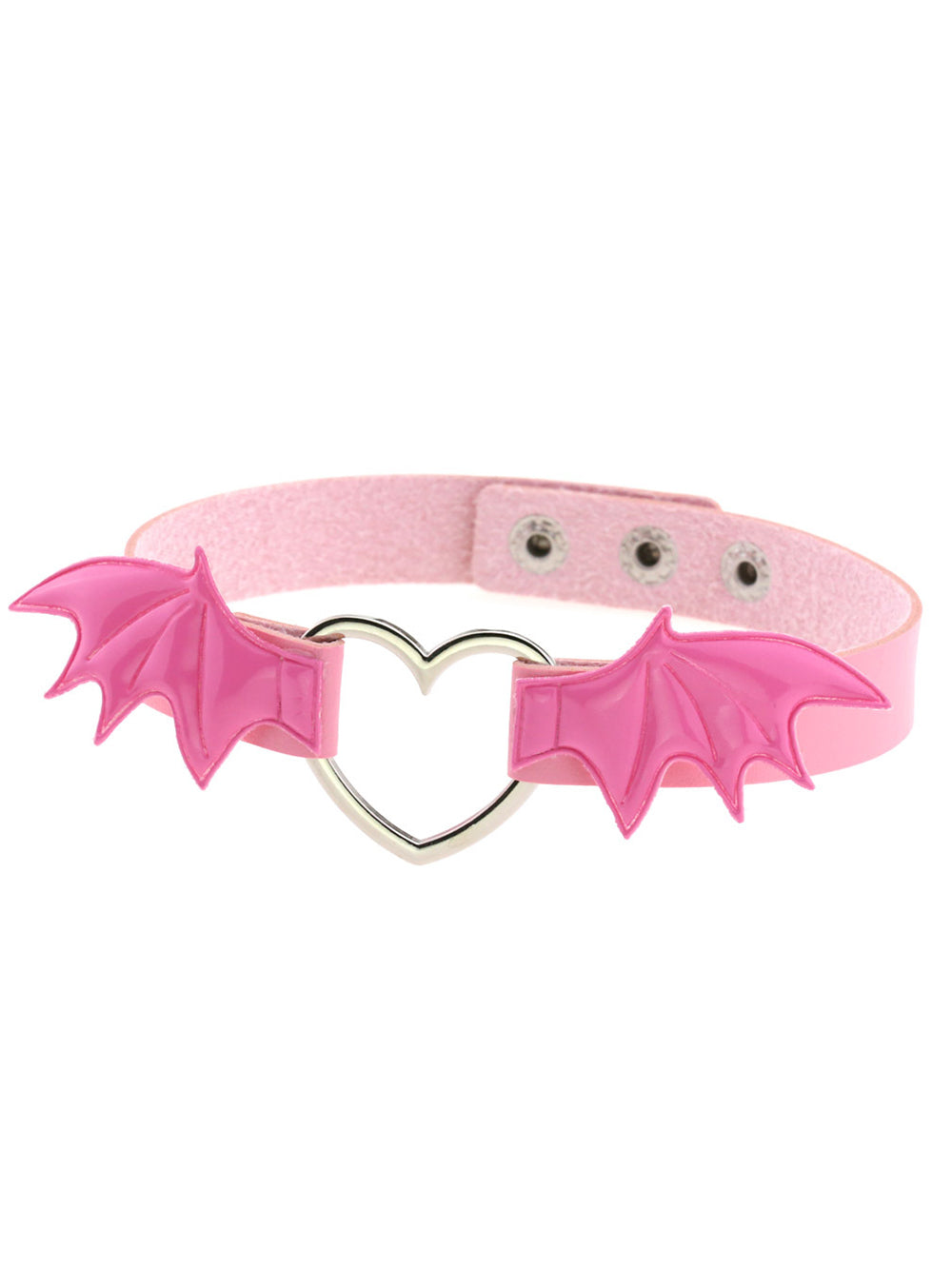 Gothic Punk Bat Wings Heart Leather Choker