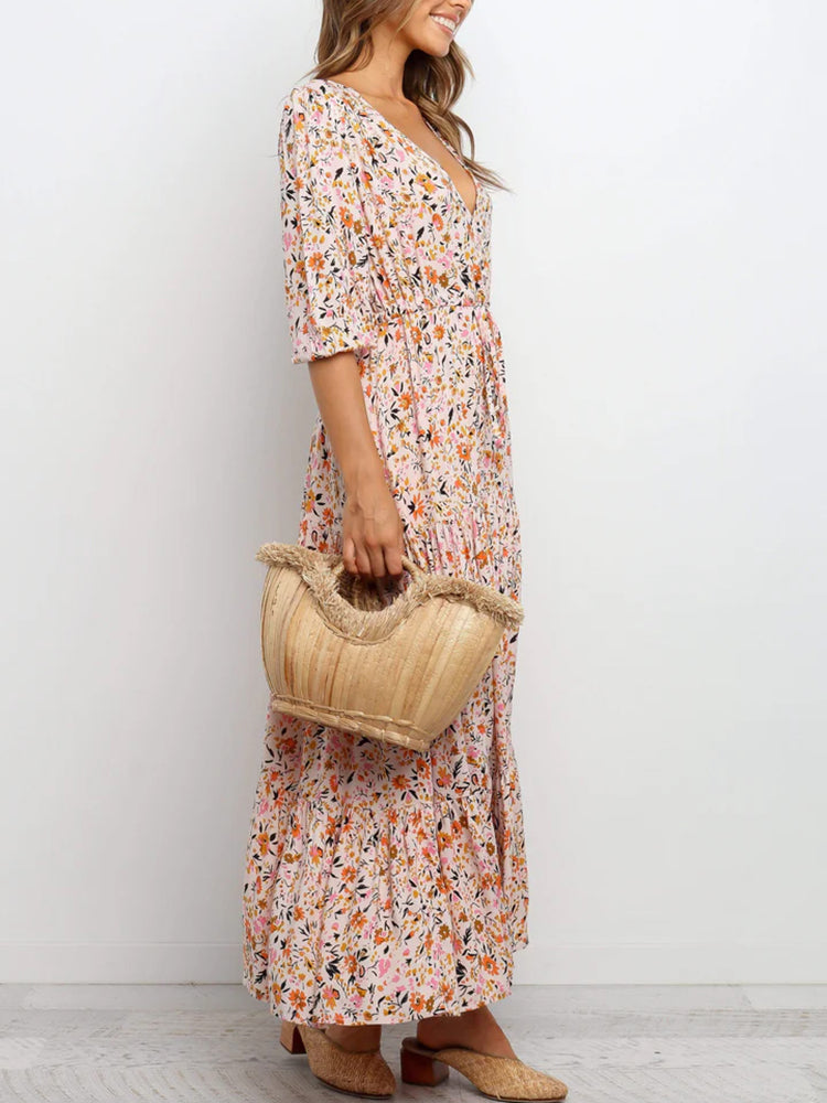 Floral Print A Line Flowy Dresses