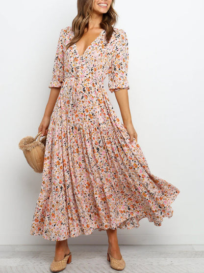 Floral Print A Line Flowy Dresses